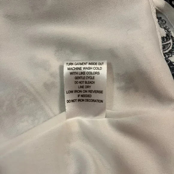 White & Blue Trixxi Printed Off-the-Shoulder Sleeved Dress - Picture 6 of 6